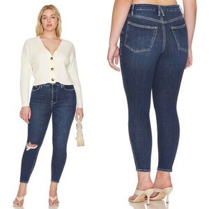 Good American Good Waist Ripped High Waist Crop Skinny Jeans Size 12/31